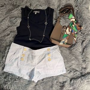 EXPRESS low rise short shorts -light blue linen/cotton size 6